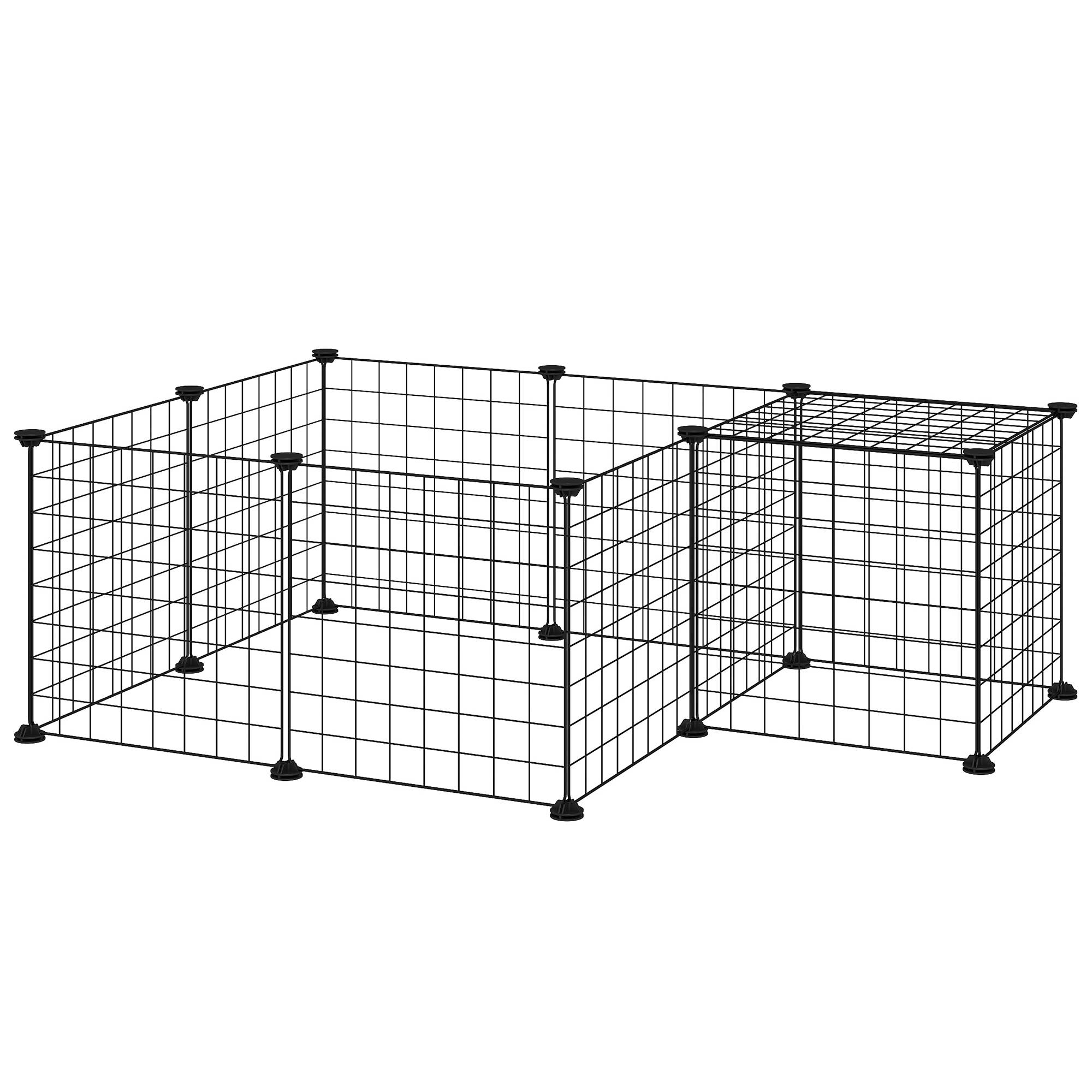 Parc enclos petits animaux métal modulable intérieur bords arrondis 106x73x36cm noir - ComfortXL Outdoor Living - Image 2