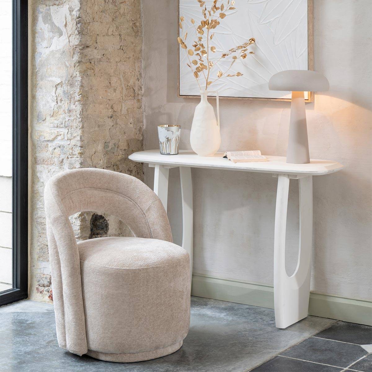 J-Line - Fauteuil Design Arrondi "Anise" 80cm Beige - Image 8