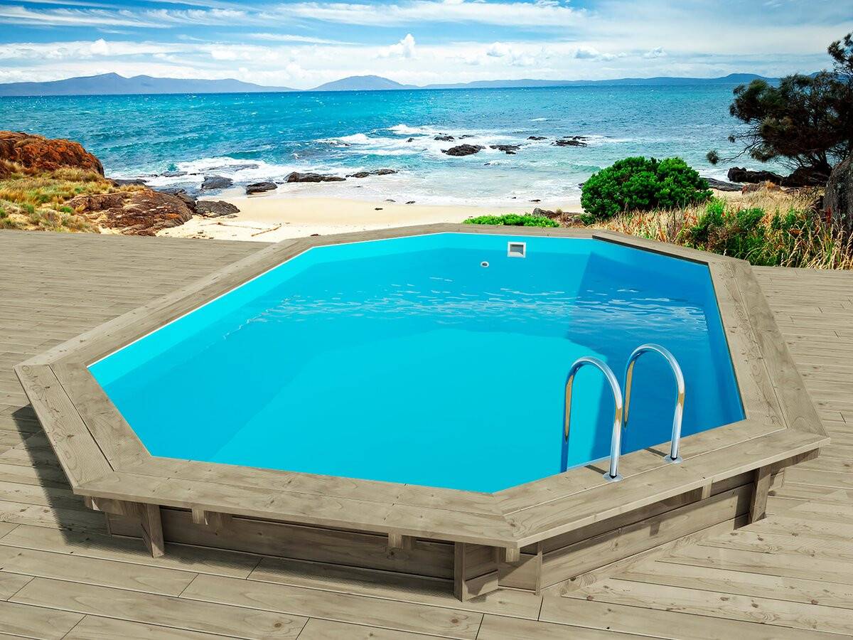 Piscine Bois " Florida 130 " - 6.57 X 4.57 X 1.31 M + Pompe à Chaleur 6 Kw/h Inverter "powerline By Hayward" - Noir -habitat Et Jardin - Imagen 3
