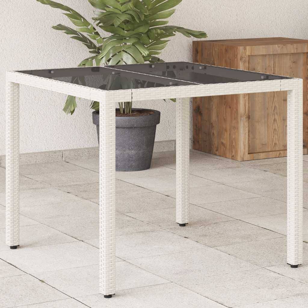 PANGIVO - Table de jardin résine tressée verre blanc 90 x 90 x 75 cm - PANGIVO - Image 1