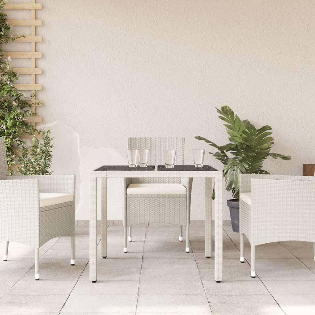 PANGIVO - Table de jardin résine tressée verre blanc 90 x 90 x 75 cm - PANGIVO - Image 3