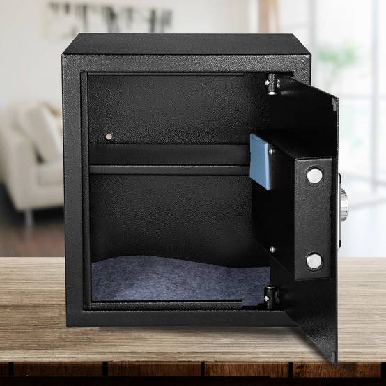 VEVOR Coffre-fort biométrique 48L, empreintes/combi/clés, acier anti-effraction, 4 types, noir. - Image 8
