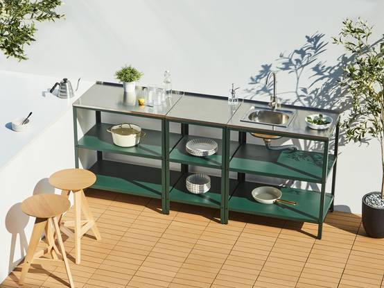 Beliani - Cuisine de jardin Acier Vert VILAMA - 80x50x44- Beliani - Image 1