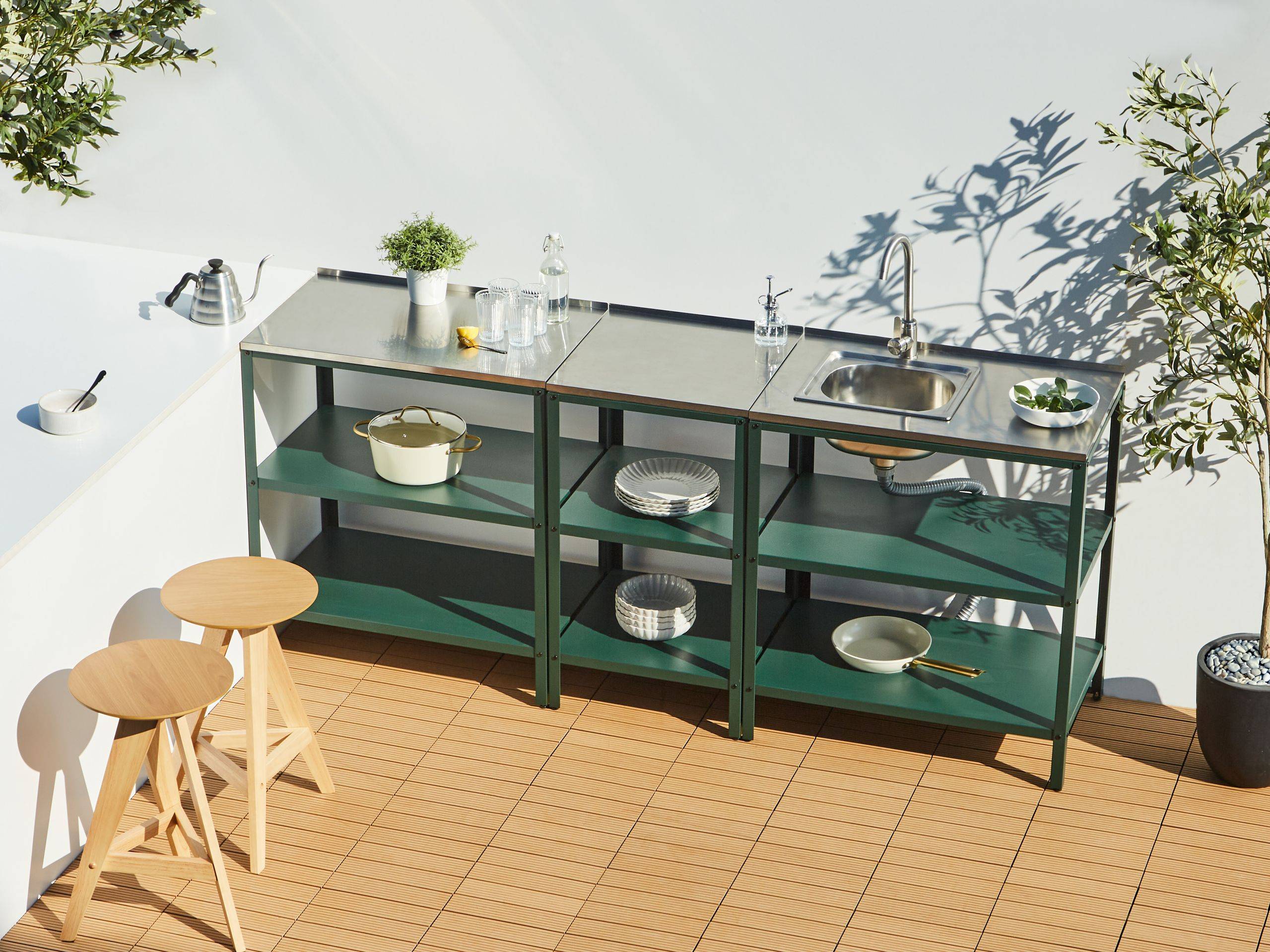 Beliani - Cuisine de jardin Acier Vert VILAMA - 80x50x44- Beliani - Image 1