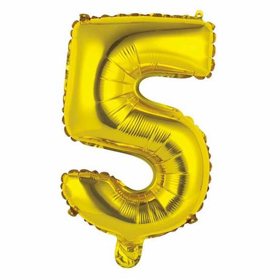Ballon Gonflable Métallisé "Chiffre 5" 40cm Or - Image 1