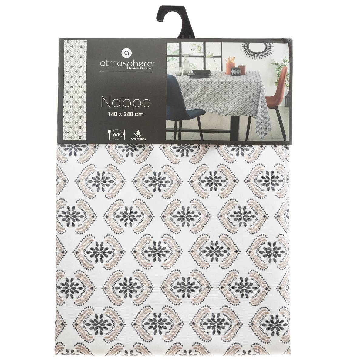 Atmosphera - Nappe anti-tache "Hindi" gris 140x240cm - Atmosphera Créateur d'intérieur - Image 3