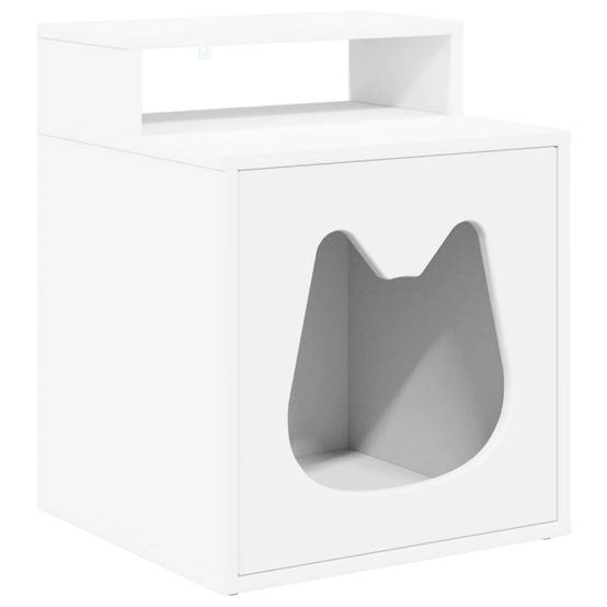 Maison pour chat bois d'ingénierie blanc 42.5 x 40 x 53.5 cm - PANGIVO - Image 2