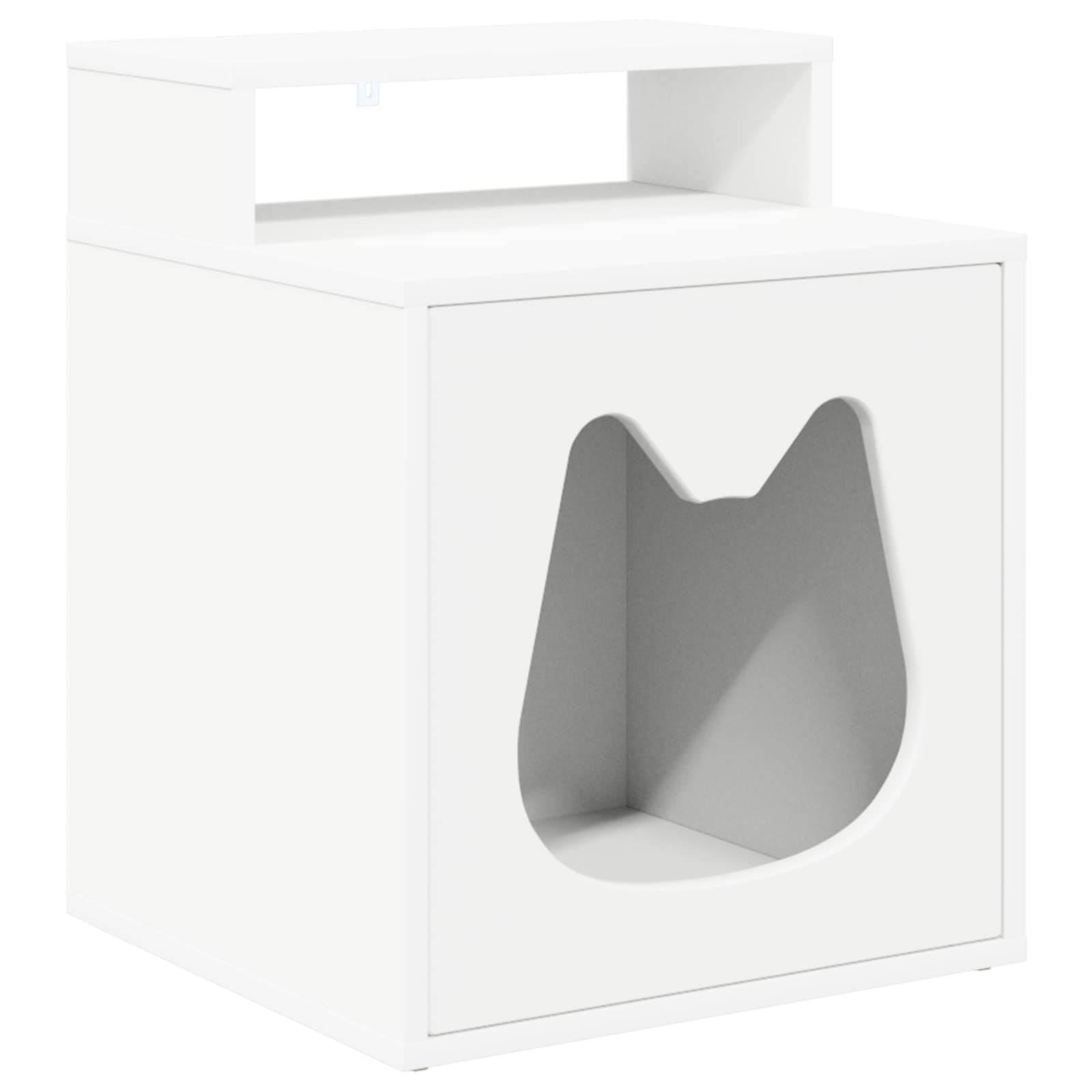 Maison pour chat bois d'ingénierie blanc 42.5 x 40 x 53.5 cm - PANGIVO - Image 2