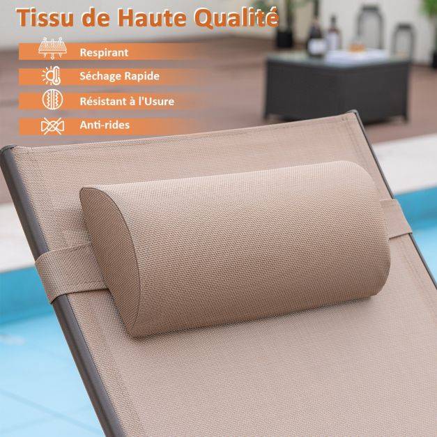 Helloshop26 - Bain de soleil design à glissement à dossier réglable 3 positions transat jardin extérieur cadre métal avec accoudoirs - Imagen 5