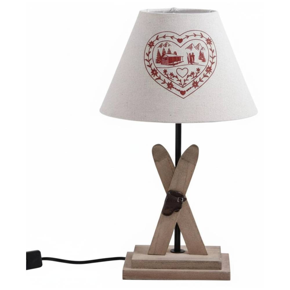 Aubry Gaspard - Lampe avec pied en bois décor ski - Imagen 3