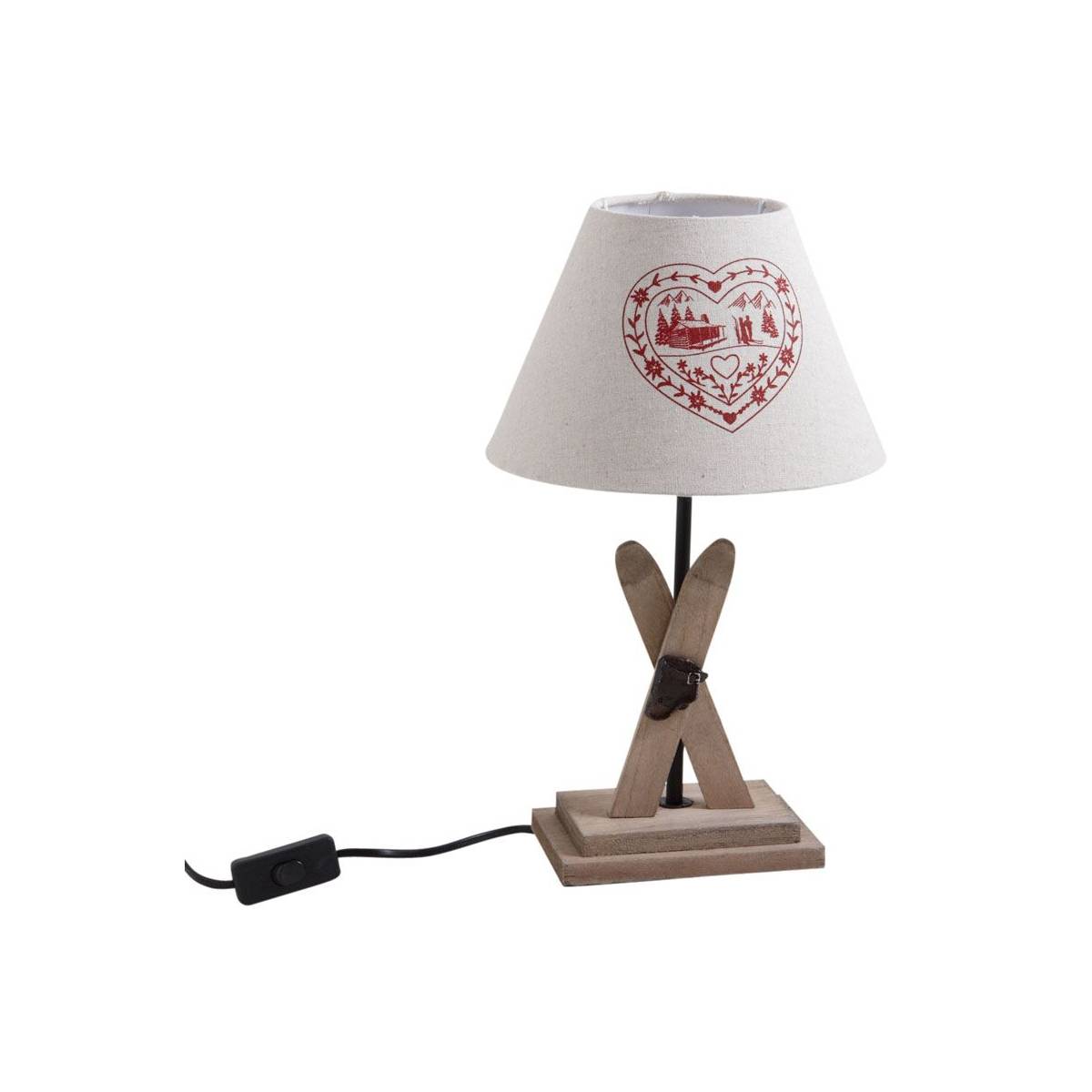 Aubry Gaspard - Lampe avec pied en bois décor ski - Imagen 1
