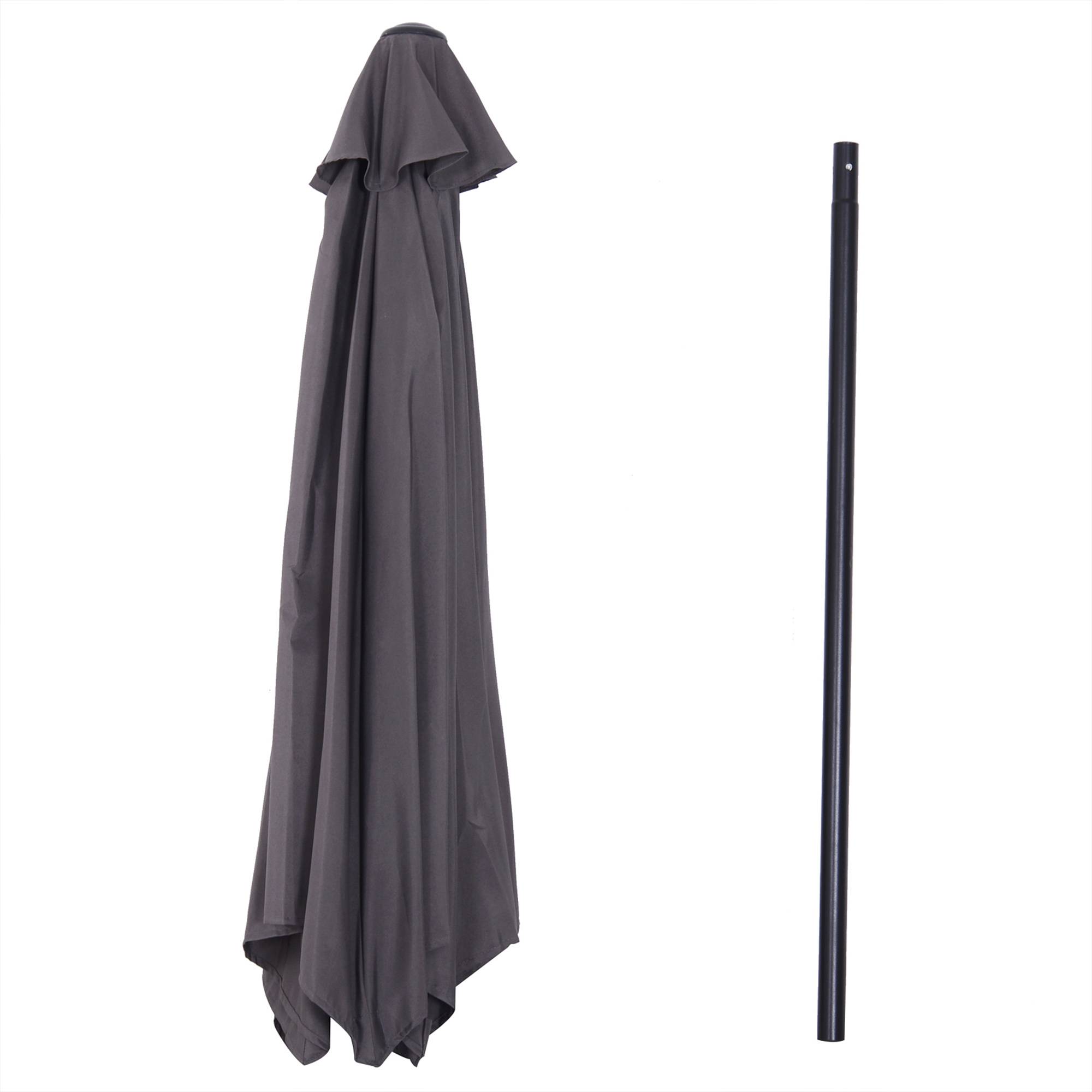 Parasol de jardin en aluminium gris, Ø 260 x 235 cm, inclinable, avec manivelle et 6 baleines métalliques, idéal pour terrasse et balcon. - Image 10