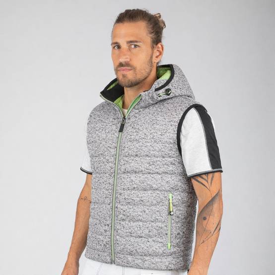 taille 3xl - teddy - gilet sans manches de travail - 1131 gris chiné , vert fluo - Image 1