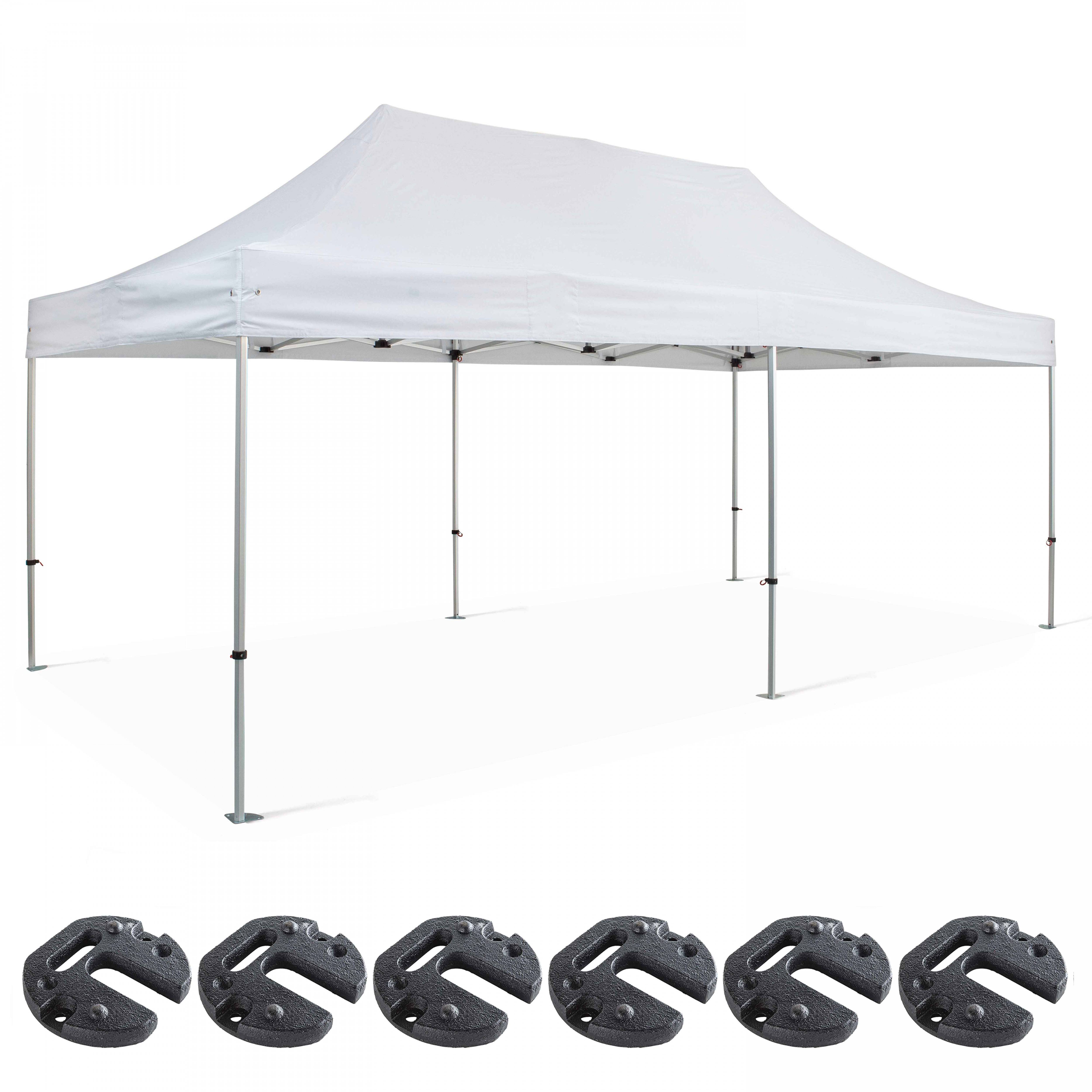 Oviala - Tente pliante 3x6m et 6 poids de lestage blanc PRO 40 - Oviala - Imagen 1
