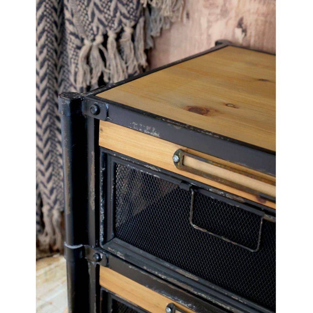 Chemin De Campagne - Commode industrielle en bois marron et fer noir 107 x 34 x 86.5 cm Chemin de campagne - Imagen 5