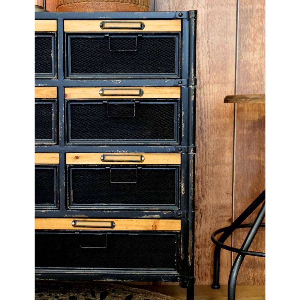 Chemin De Campagne - Commode industrielle en bois marron et fer noir 107 x 34 x 86.5 cm Chemin de campagne - Imagen 4