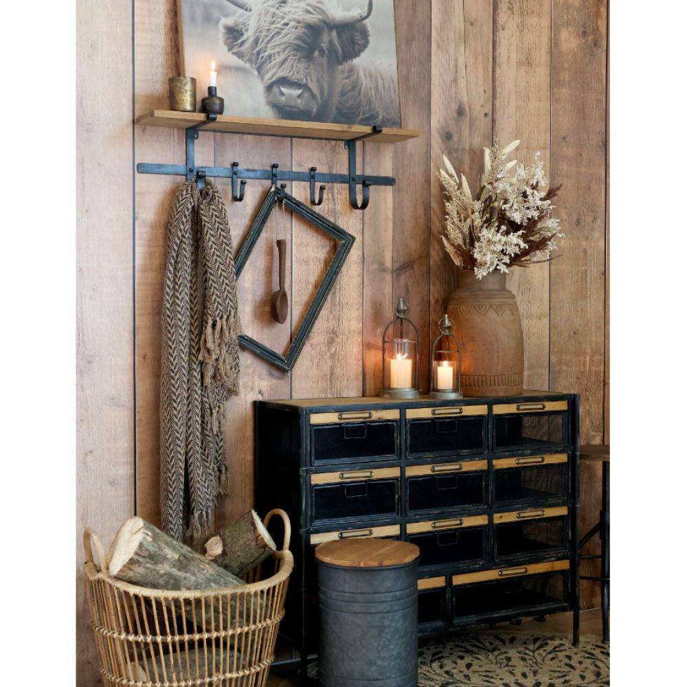 Chemin De Campagne - Commode industrielle en bois marron et fer noir 107 x 34 x 86.5 cm Chemin de campagne - Imagen 3