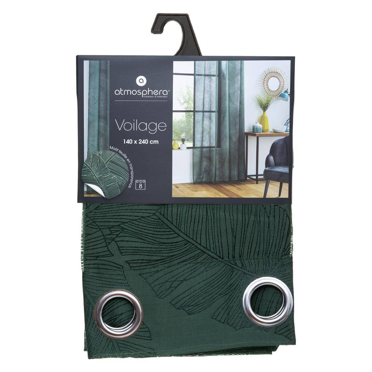 Atmosphera - Voilage "Devo" vert cèdre 140x240cm - Atmosphera Créateur d'intérieur - Imagen 5