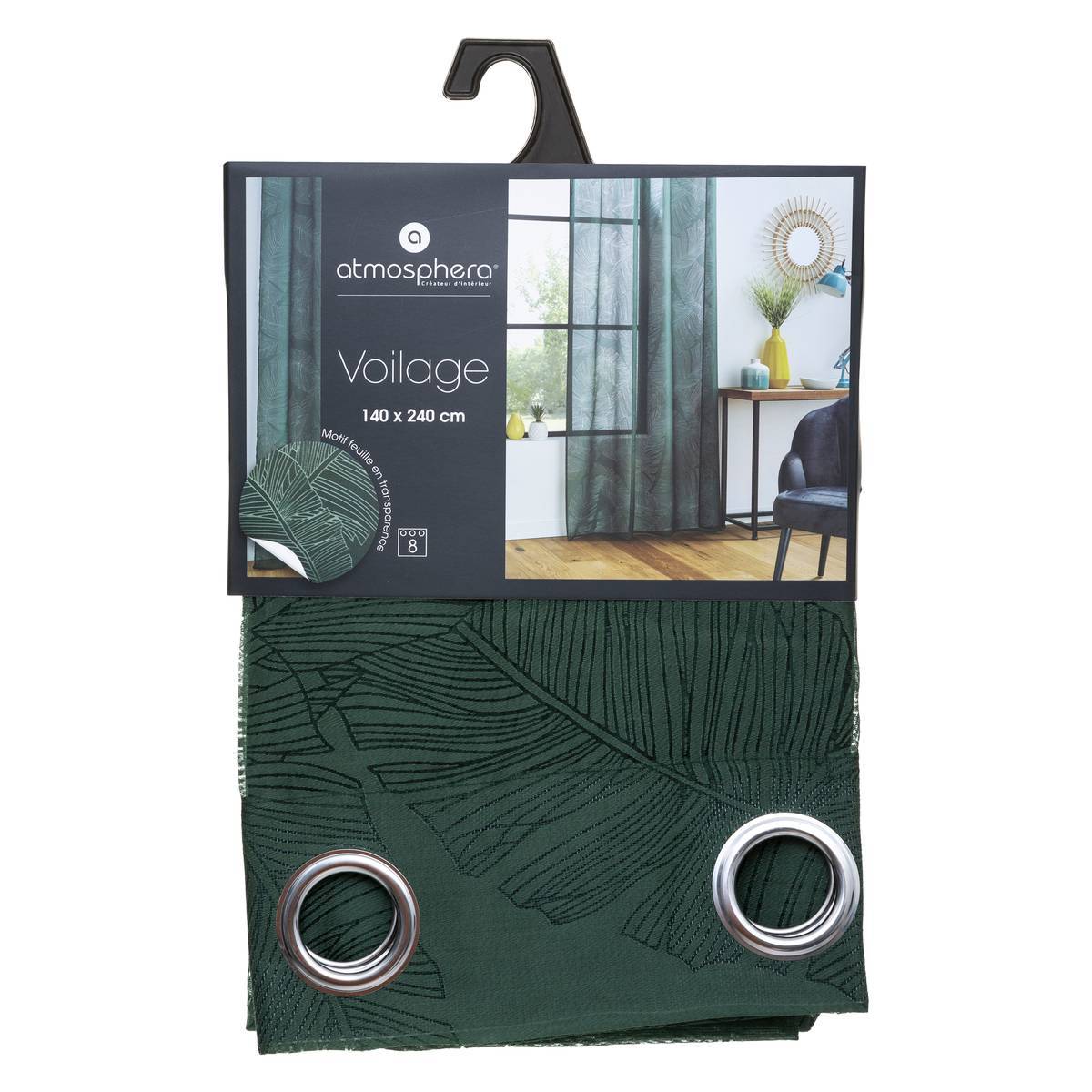 Atmosphera - Voilage "Devo" vert cèdre 140x240cm - Atmosphera Créateur d'intérieur - Imagen 4