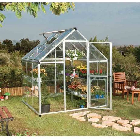 Canopia - Serre de jardin en polycarbonate Harmony  3,44 m², Couleur Argent, Ancrage au sol Oui - Image 2