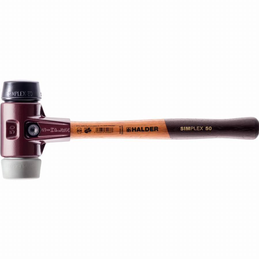 Maillet HALDER SIMPLEX TPE moyen / caoutchouc chargé avec boîtier en fonte malléable et manche en bois - D=60 mm - 3023.060