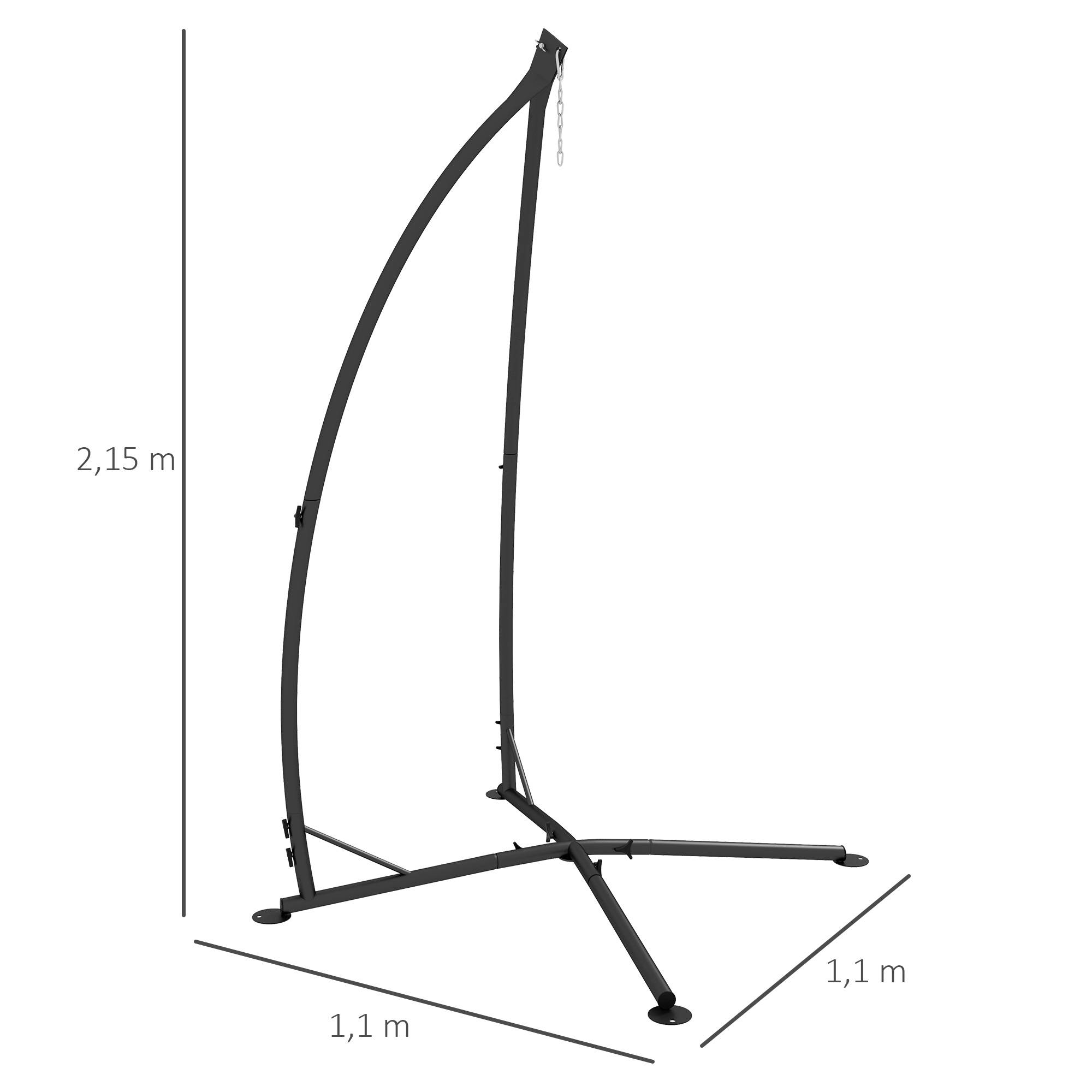Support pour Fauteuil Suspendu - Pied Fauteuil Suspendu, hauteur 215 cm - Charge Max. recommandée 130 Kg, métal noir - Image 5
