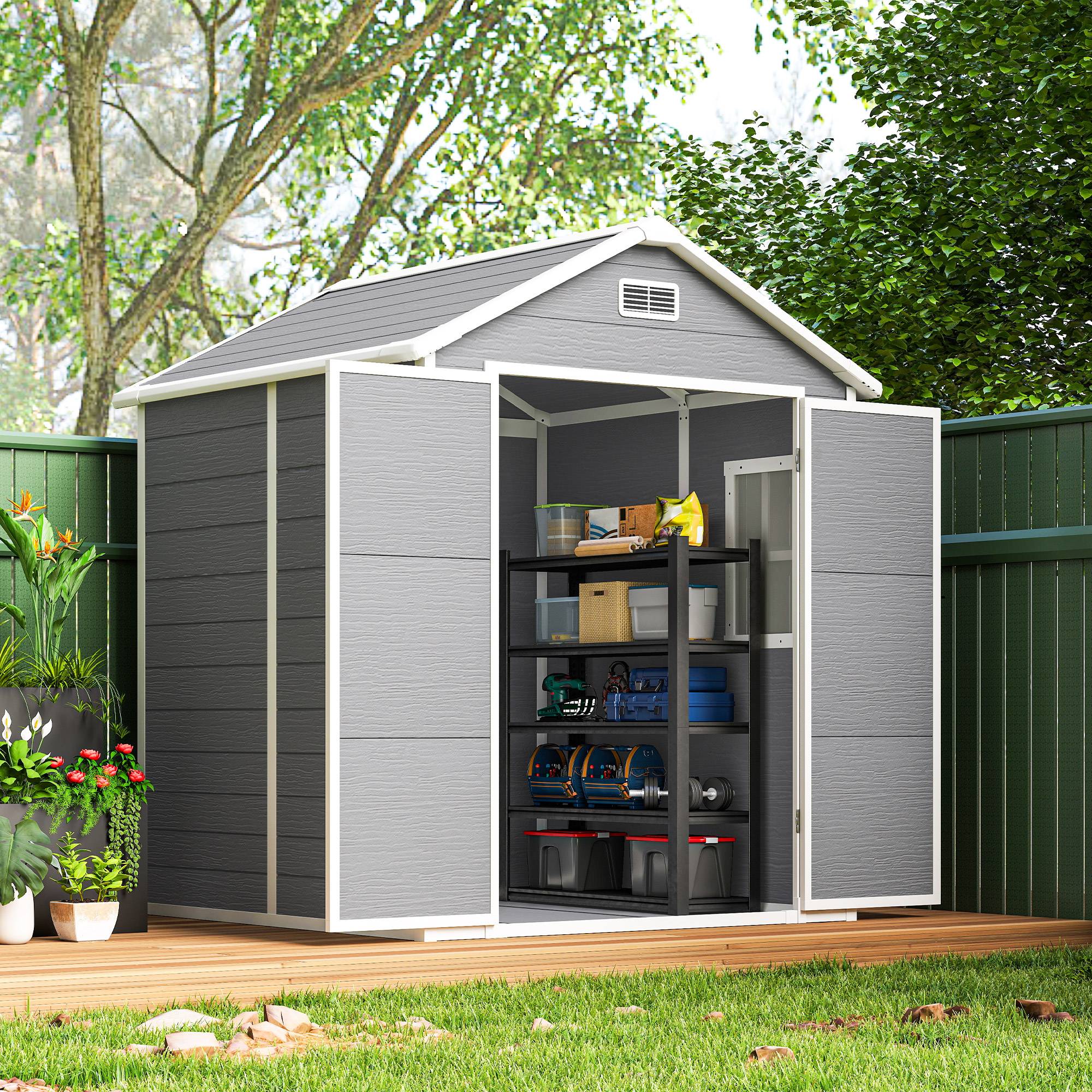 Abri de jardin polypropylène gris 182 x 151 x 219 cm - PANGIVO - Image 4