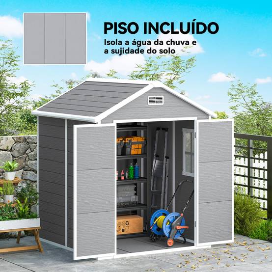 Abri de jardin polypropylène gris 182 x 151 x 219 cm - PANGIVO - Image 7