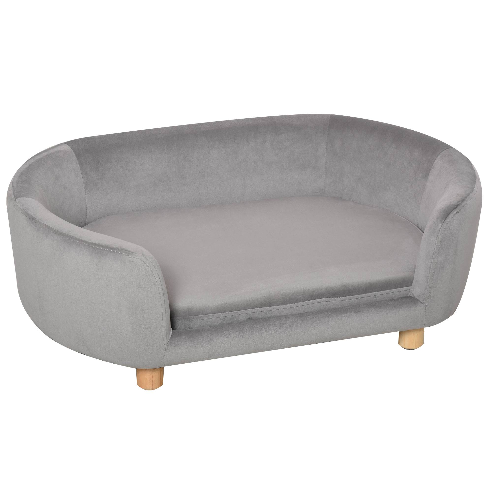 ComfortXL - Canapé pour Chien en Velours sur Pieds Bois Lit Confortable avec Housse Lavable 86x55 cm Gris Clair - ComfortXL Outdoor Living - Image 2