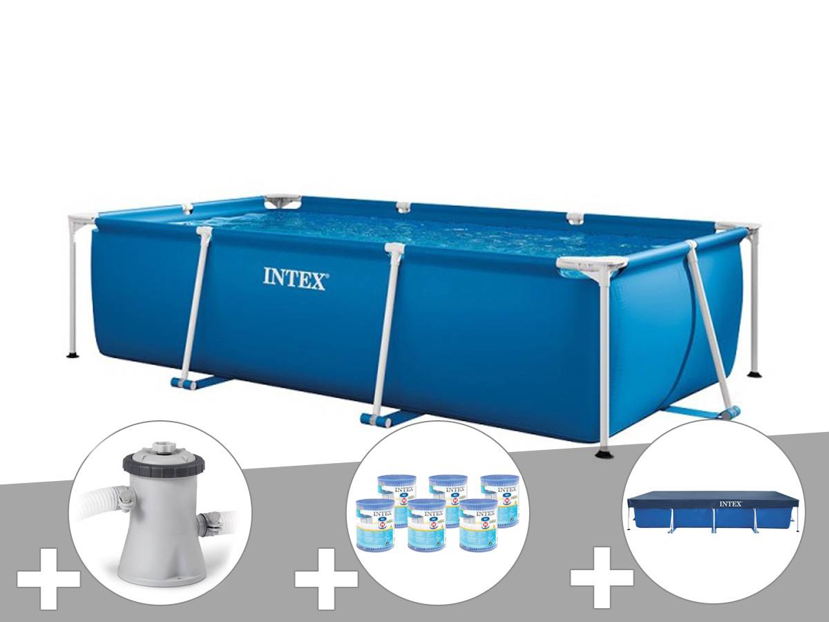 Kit piscine tubulaire rectangulaire Intex 3,00 x 2,00 x 0,75 m + Filtration à cartouche + 6 cartouches de filtration + Bâche de protection - Imagen 1