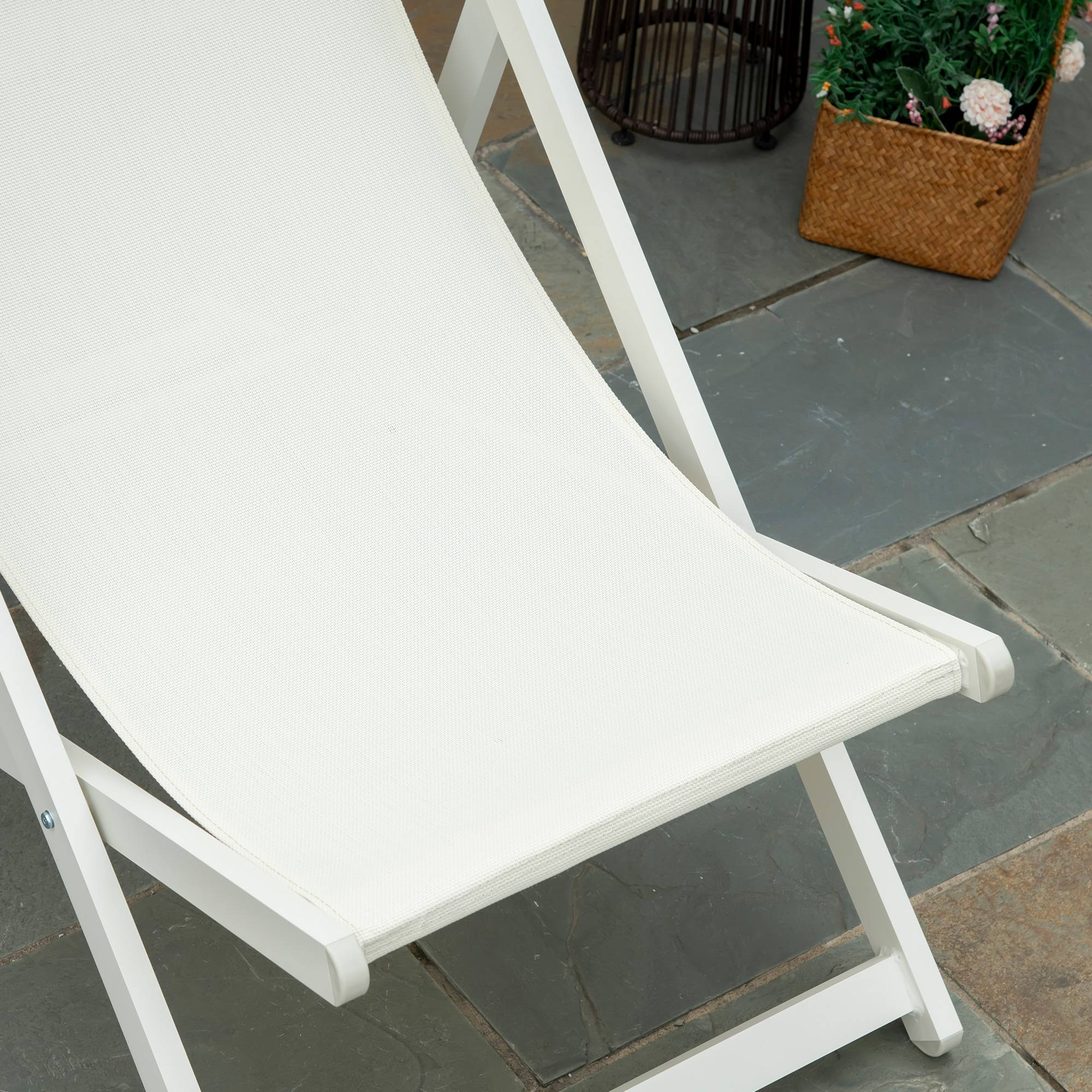 Lot de 2 transats aluminium pliables, dossier 5 positions, appui-tête, 60x100x85 cm, blanc - Image 10