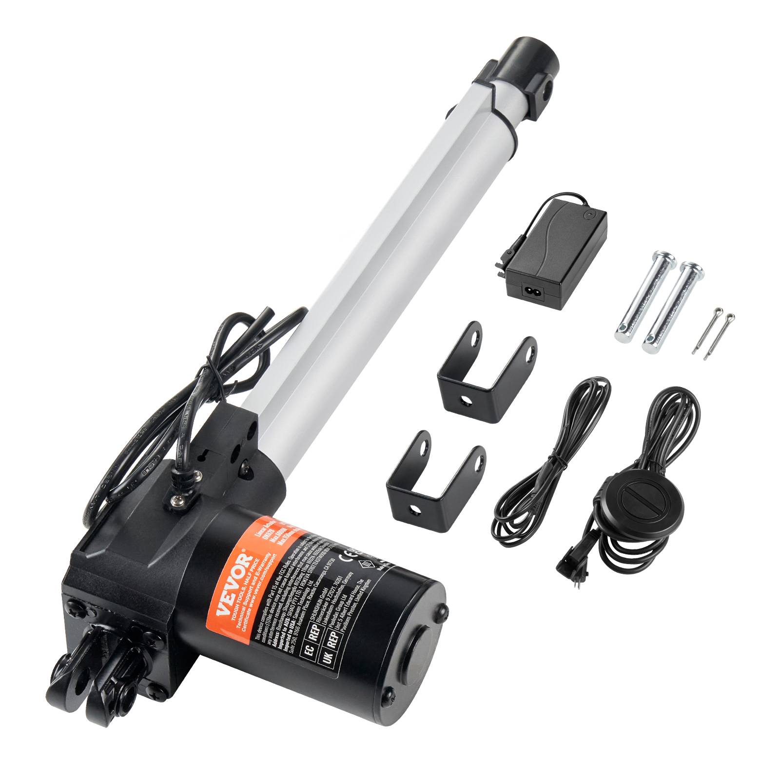 Vevor - VEVOR Kit actionneur linéaire 250mm 24V, 25mm/s, 1000N, levage TV/table/canapé, IP44, adaptateur. - Image 1