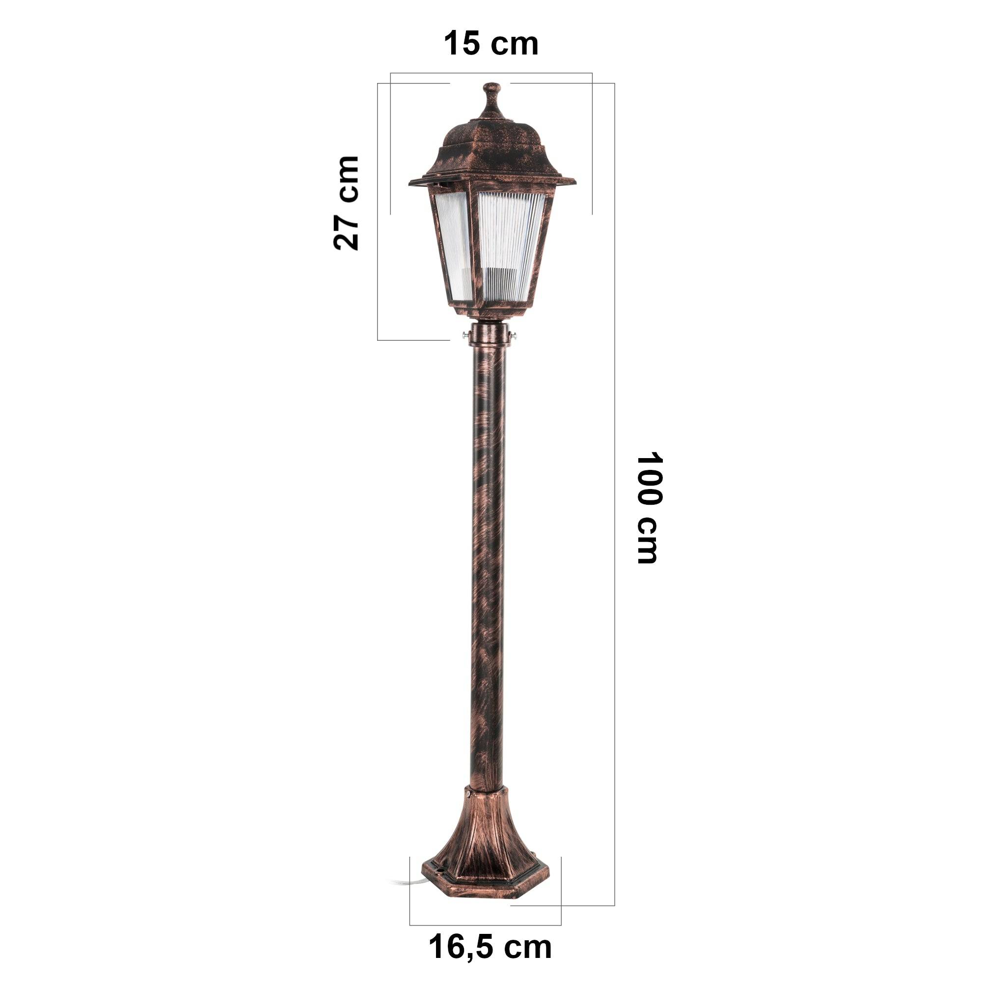 Helloshop26 - Lampadaire lampe lumière luminaire extérieur 100 cm E27 cuivre brossé - Imagen 3