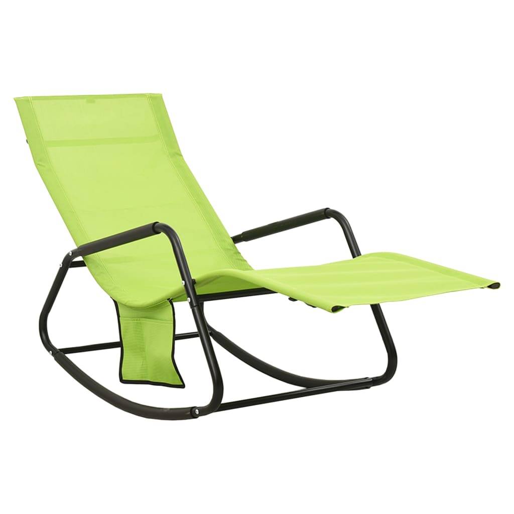 Helloshop26 - Transat chaise longue bain de soleil lit de jardin terrasse meuble d'extérieur acier et textilène vert - Imagen 1