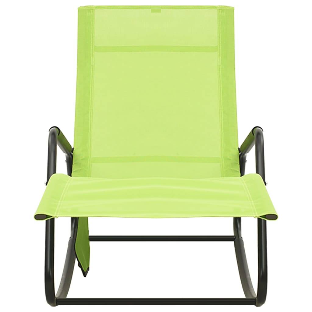 Helloshop26 - Transat chaise longue bain de soleil lit de jardin terrasse meuble d'extérieur acier et textilène vert - Imagen 2
