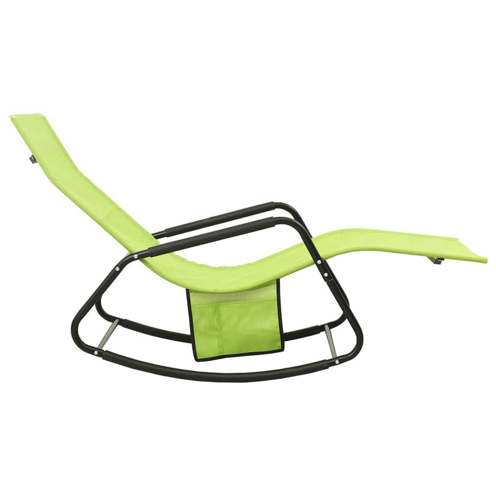 Helloshop26 - Transat chaise longue bain de soleil lit de jardin terrasse meuble d'extérieur acier et textilène vert - Imagen 3