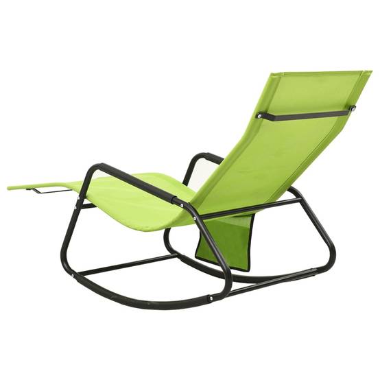 Helloshop26 - Transat chaise longue bain de soleil lit de jardin terrasse meuble d'extérieur acier et textilène vert - Imagen 4