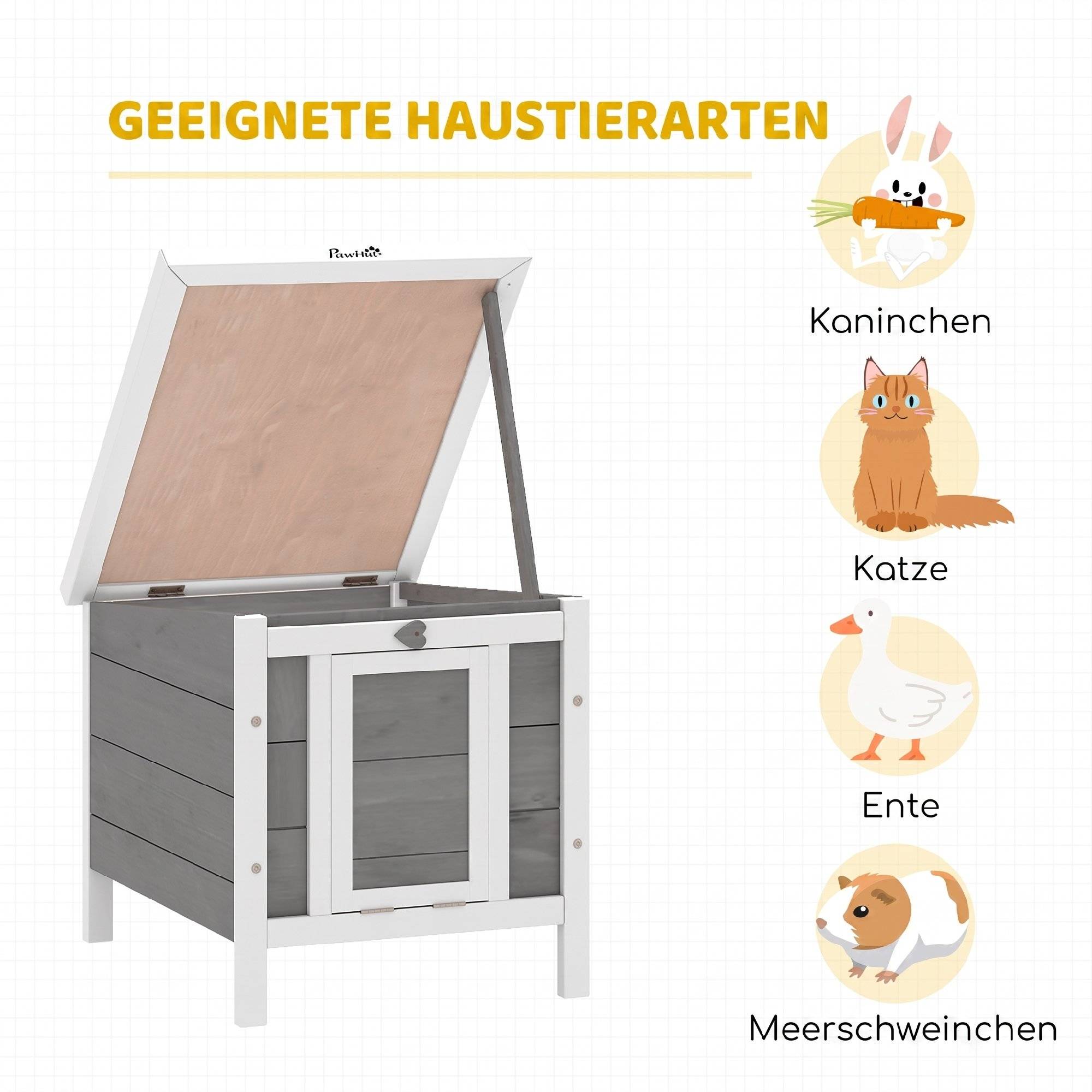 Maison petits animaux avec rampe, bois, gris - Image 10