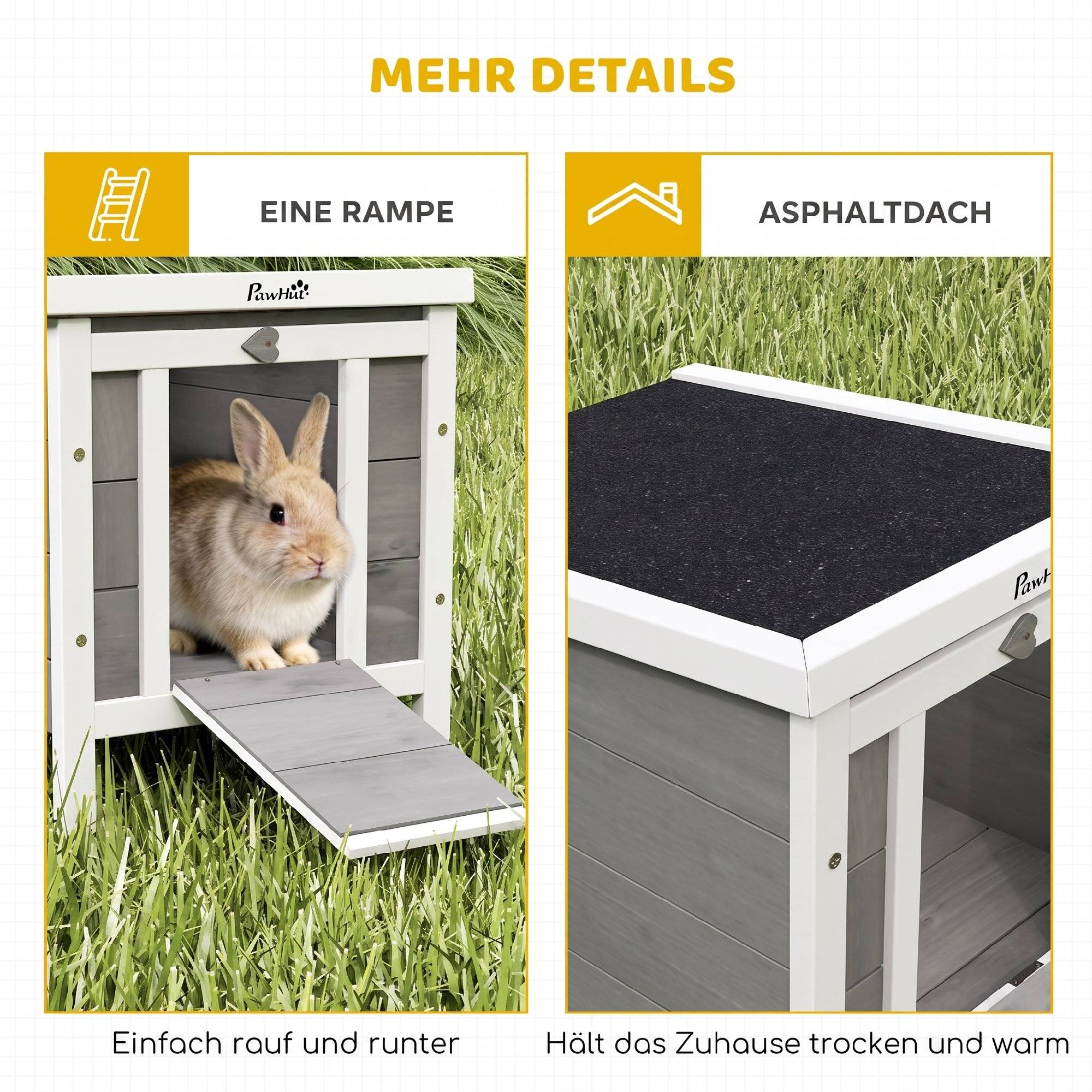 Maison petits animaux avec rampe, bois, gris - Image 8