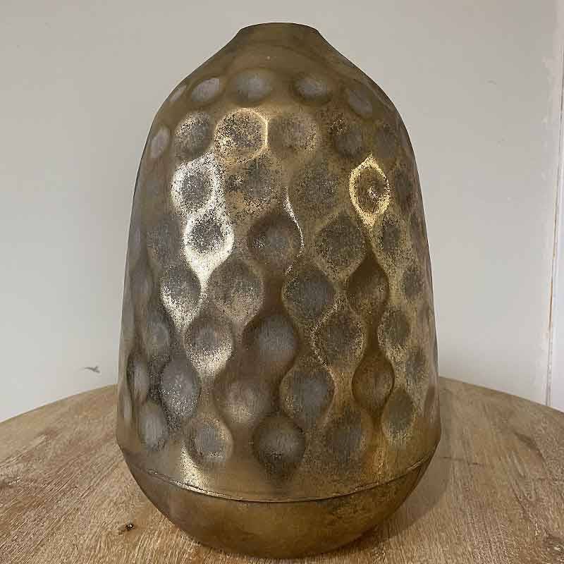 La Grande Prairie - Grand Vase en Acier Doré Martelée 55x55x45cm - Image 2