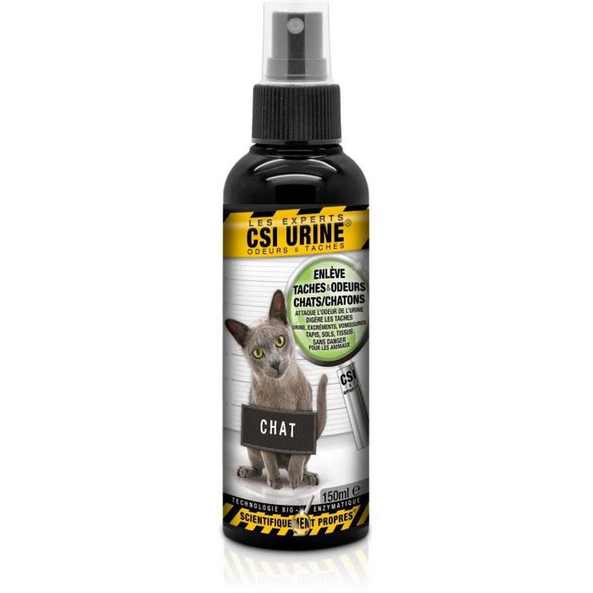 Nettoyant enzymatique anti-taches et anti-odeurs pour urine de chat en spray 150 ml - CSI URINE