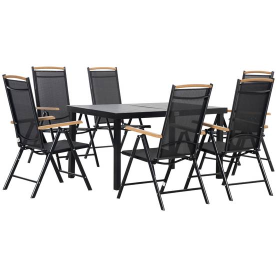 Salon de jardin aluminium noir 140 x 90 x 74 cm - PANGIVO - Image 2