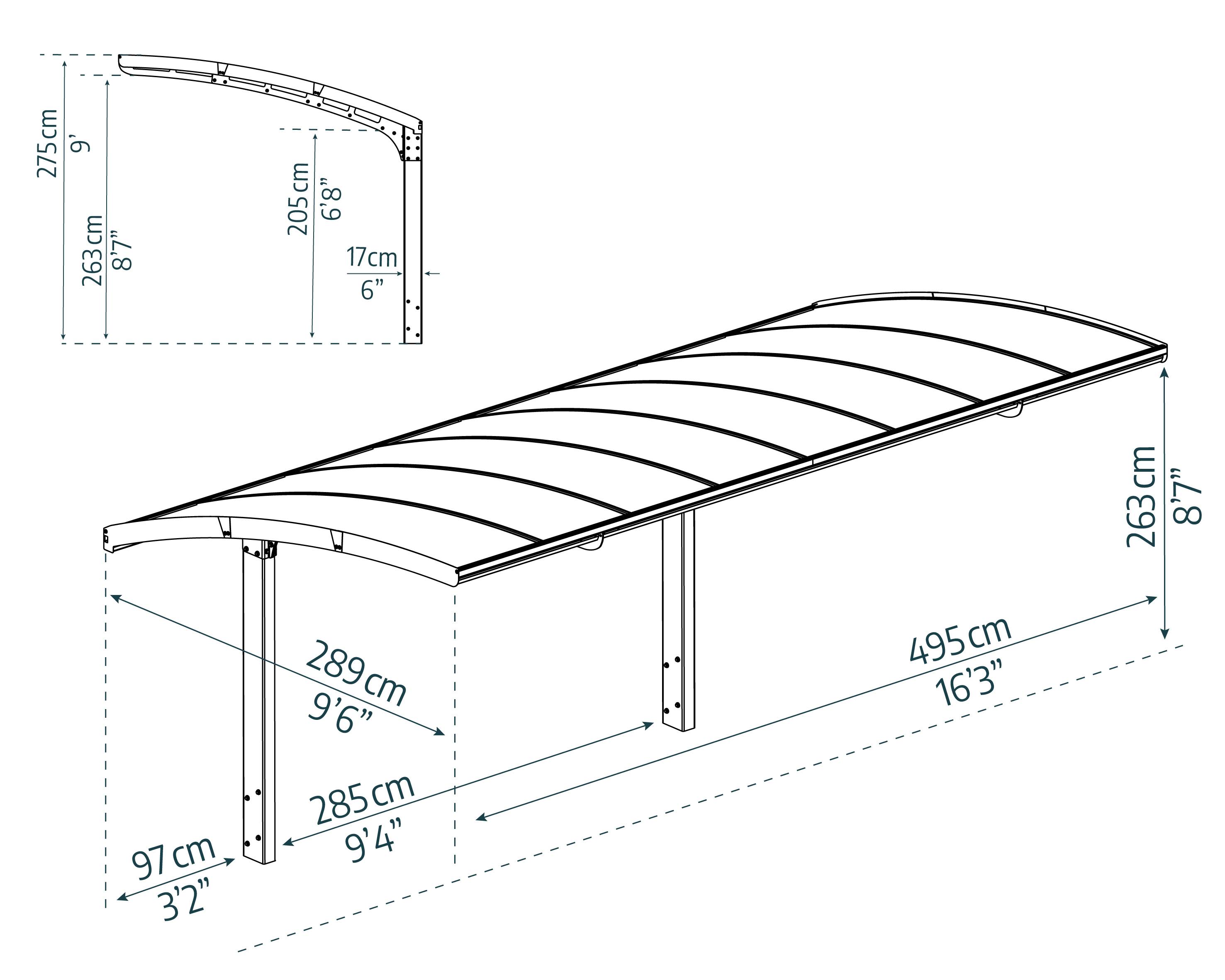 Canopia - Canopia Carport Arizona Breeze 4,95 x 2,89 m Gris - Imagen 7