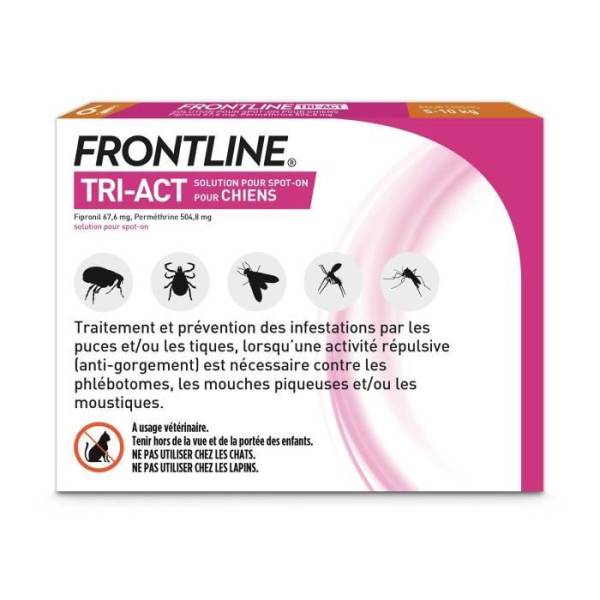 Frontline - FRONTLINE 6 Pipettes Tri-Act Chiens S - 5 a 10 kg -puces, tiques, moustiques, phlébotomes et mouches piqueuses - Image 2