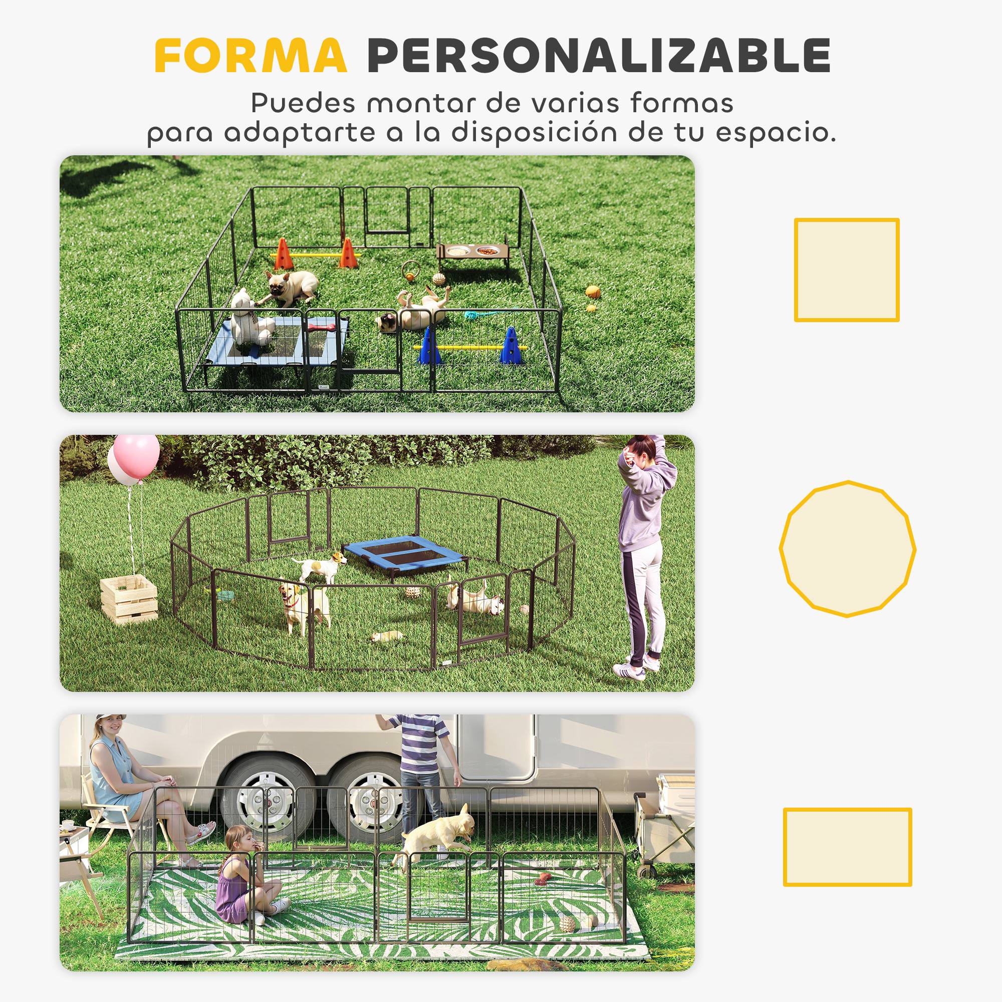 Parc pour chien à 12 panneaux avec 2 portes, utilisable en intérieur et en extérieur, en acier, 80 x 60 cm, gris - Image 6