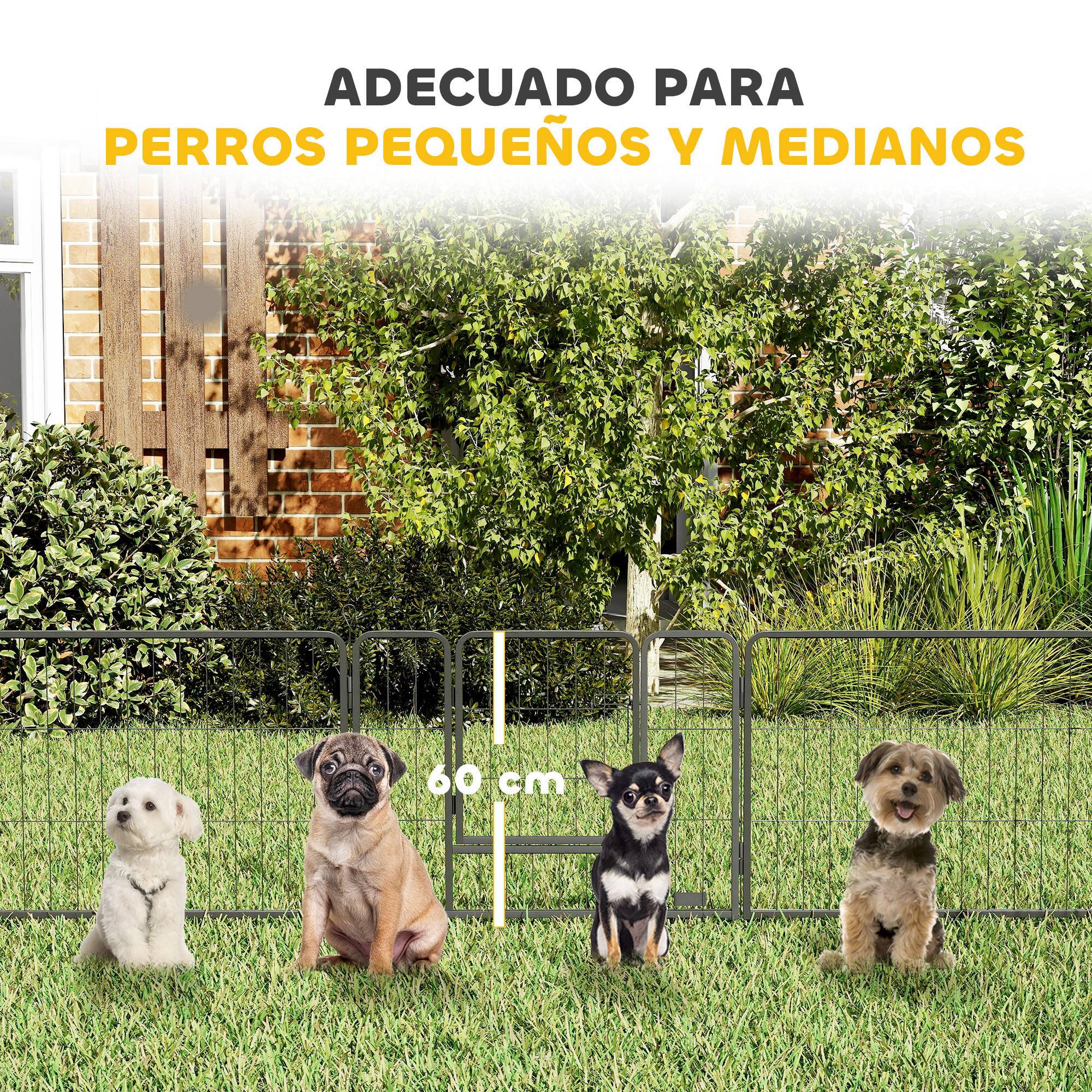 Parc pour chien à 12 panneaux avec 2 portes, utilisable en intérieur et en extérieur, en acier, 80 x 60 cm, gris - Image 8