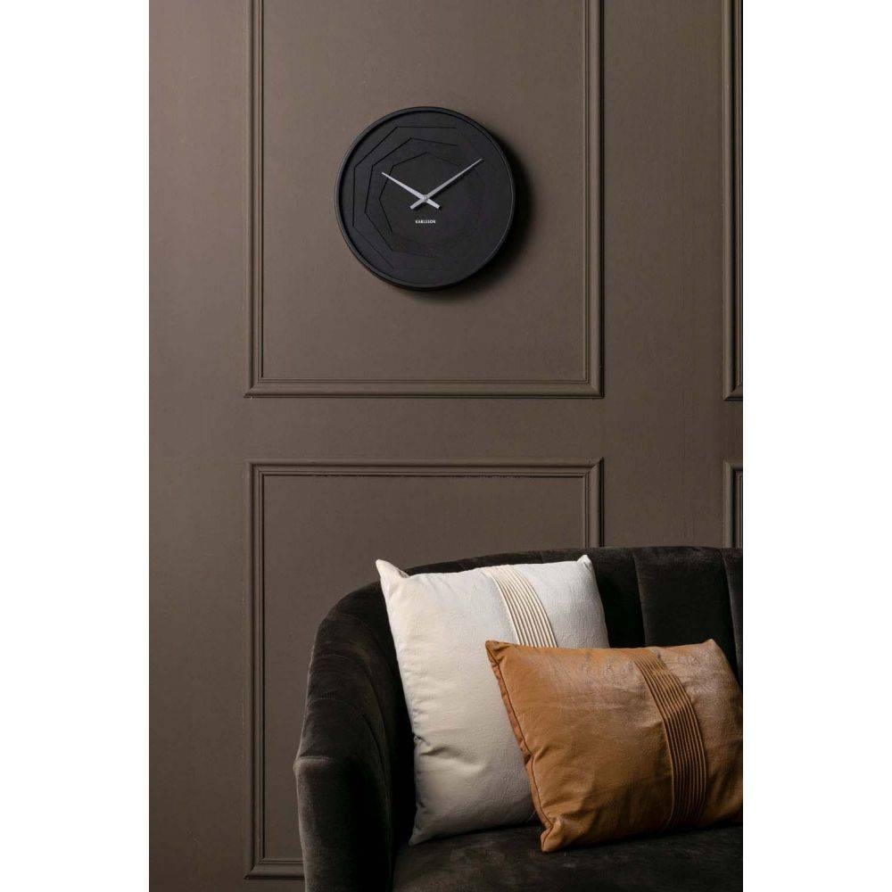 Karlsson - Horloge ronde en bois Origami 30 cm Noir - Imagen 2