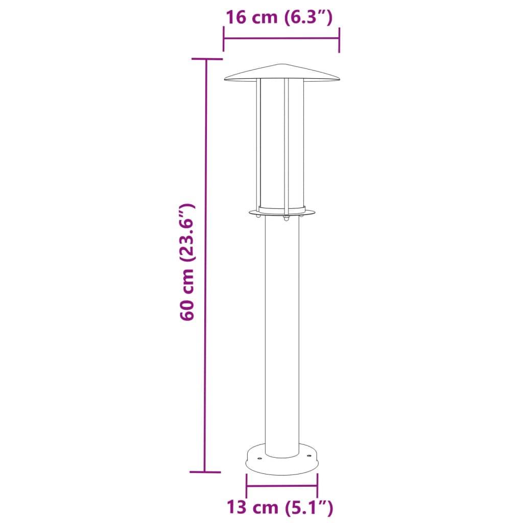 3 pcs Lampadaires de jardin - Lampadaires d'extérieur argenté 60 cm acier inoxydable - Image 7