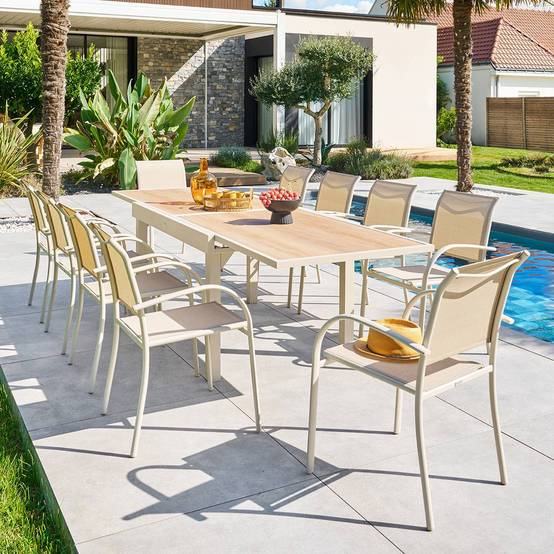 Hesperide - Table de jardin 10 places Piazza extensible argile Hespéride - Image 1