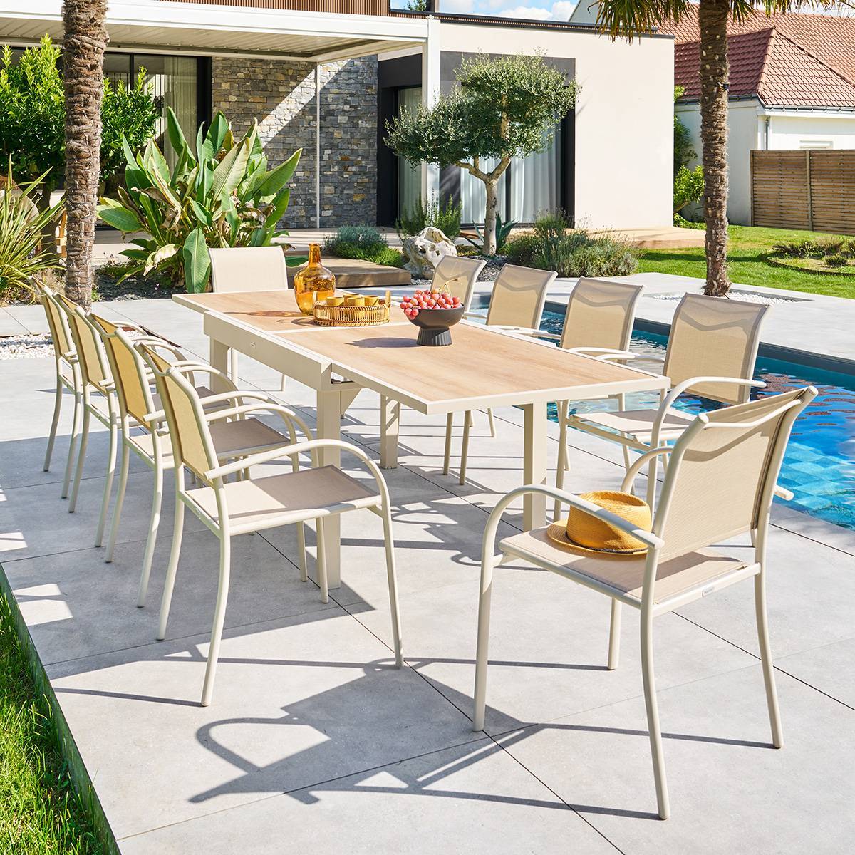 Hesperide - Table de jardin 10 places Piazza extensible argile Hespéride - Image 1
